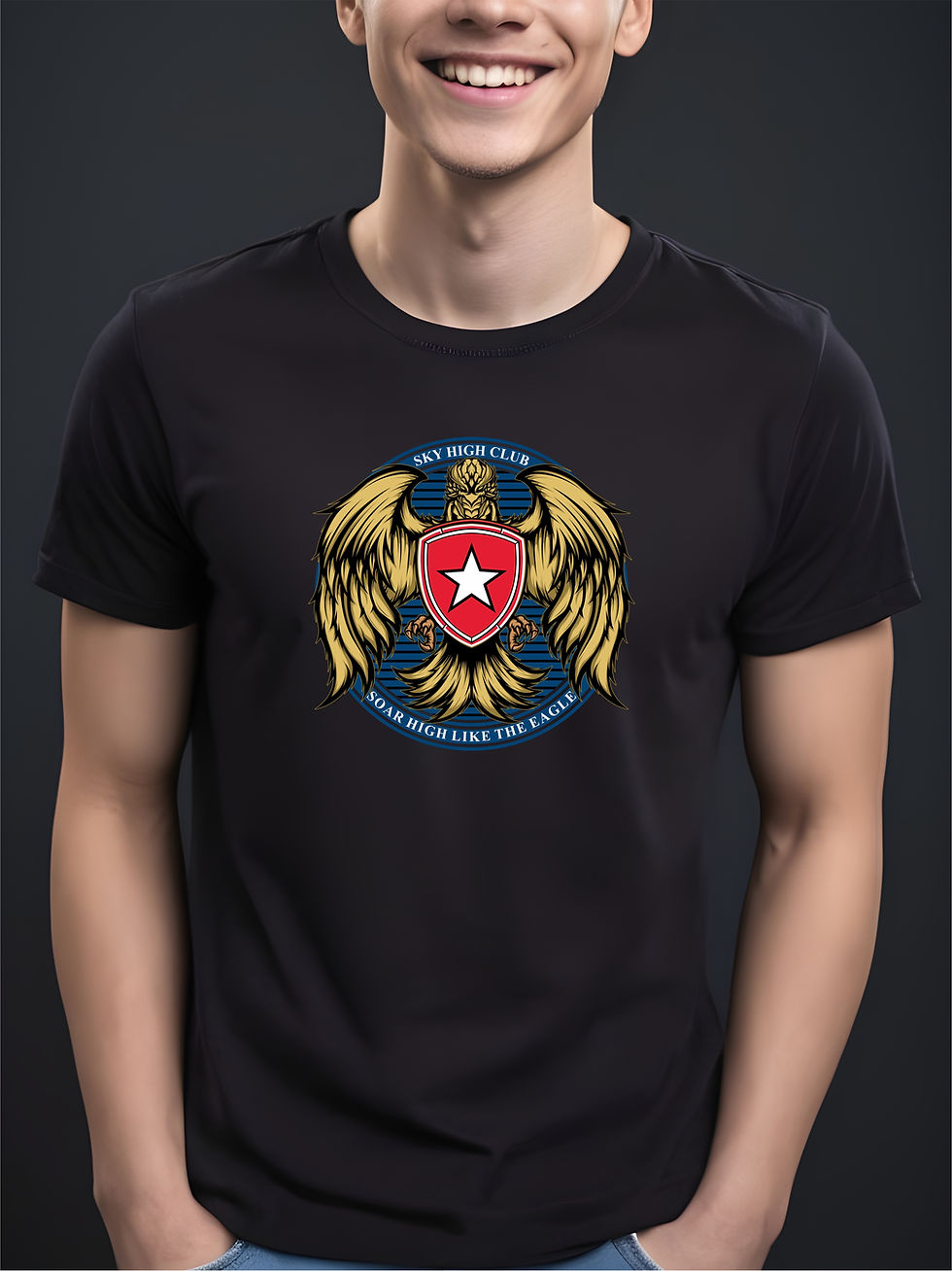 Sky High Club - Black, Round Neck Awesome T-Shirt - Front View, Zoom