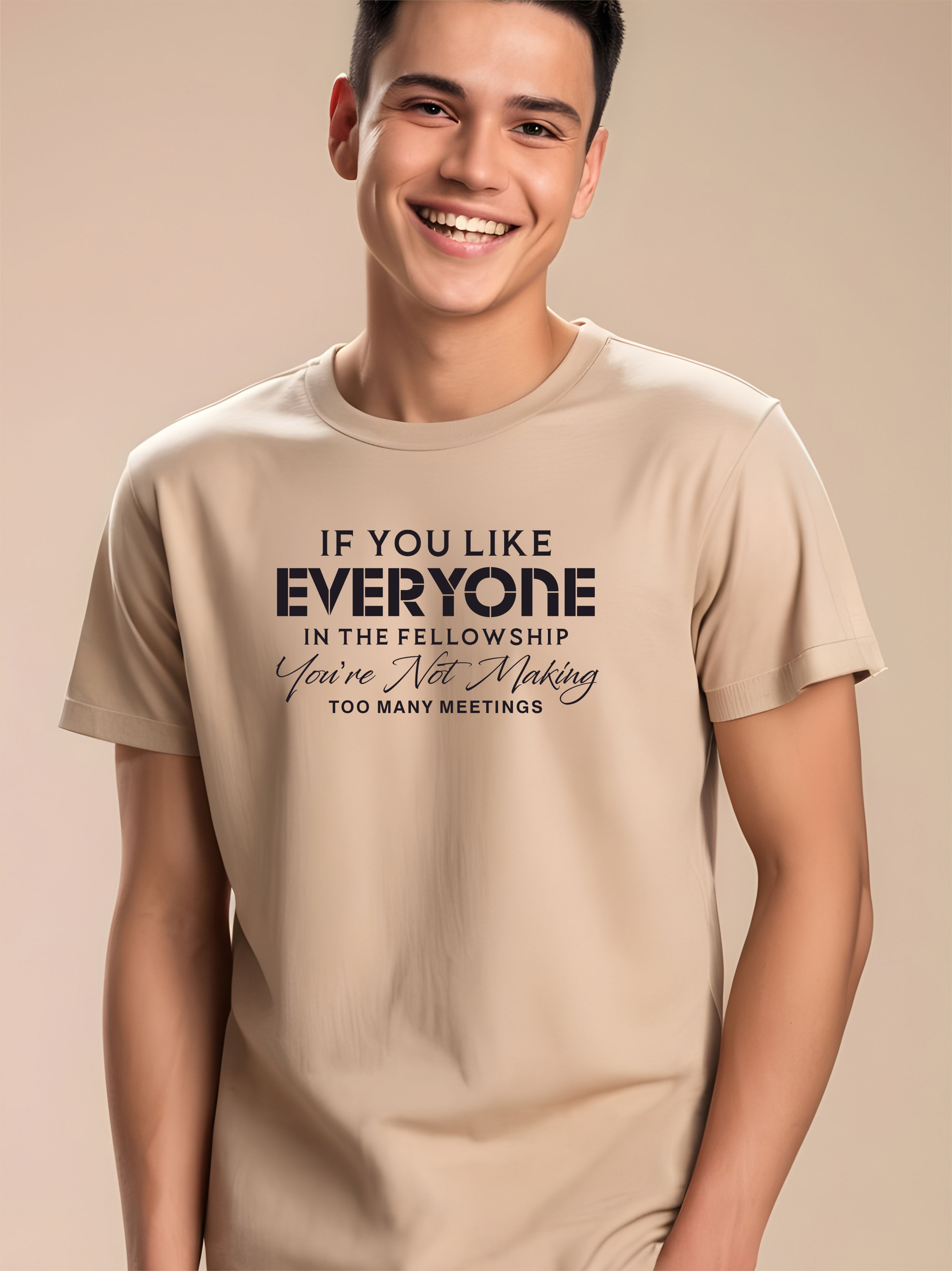 Fellowship, Beige, Round Neck Recovery T-Shirt - Front View