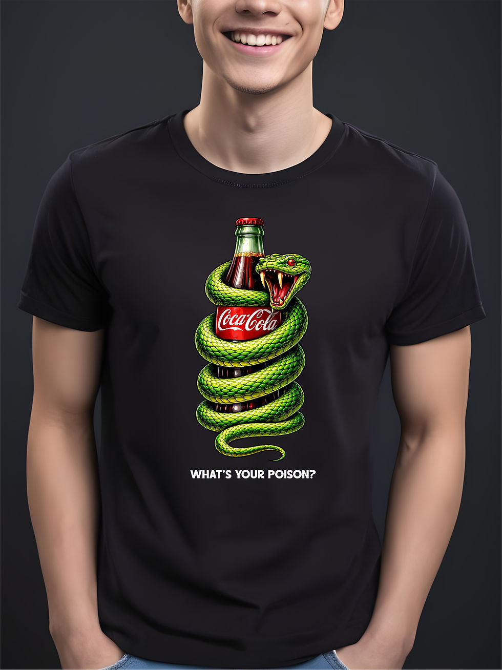 What's Your Poison? - Black, Round Neck Awesome T-Shirt - Front View Zoom