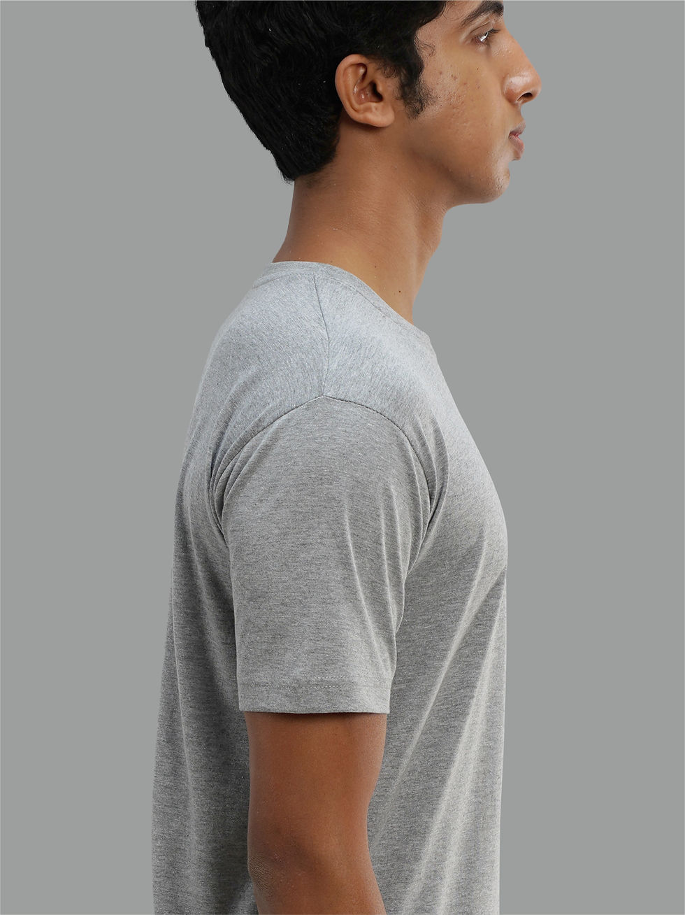 Thumbnail: Reggae - Grey Melange, Round Neck, Musical T-Shirt - Side View