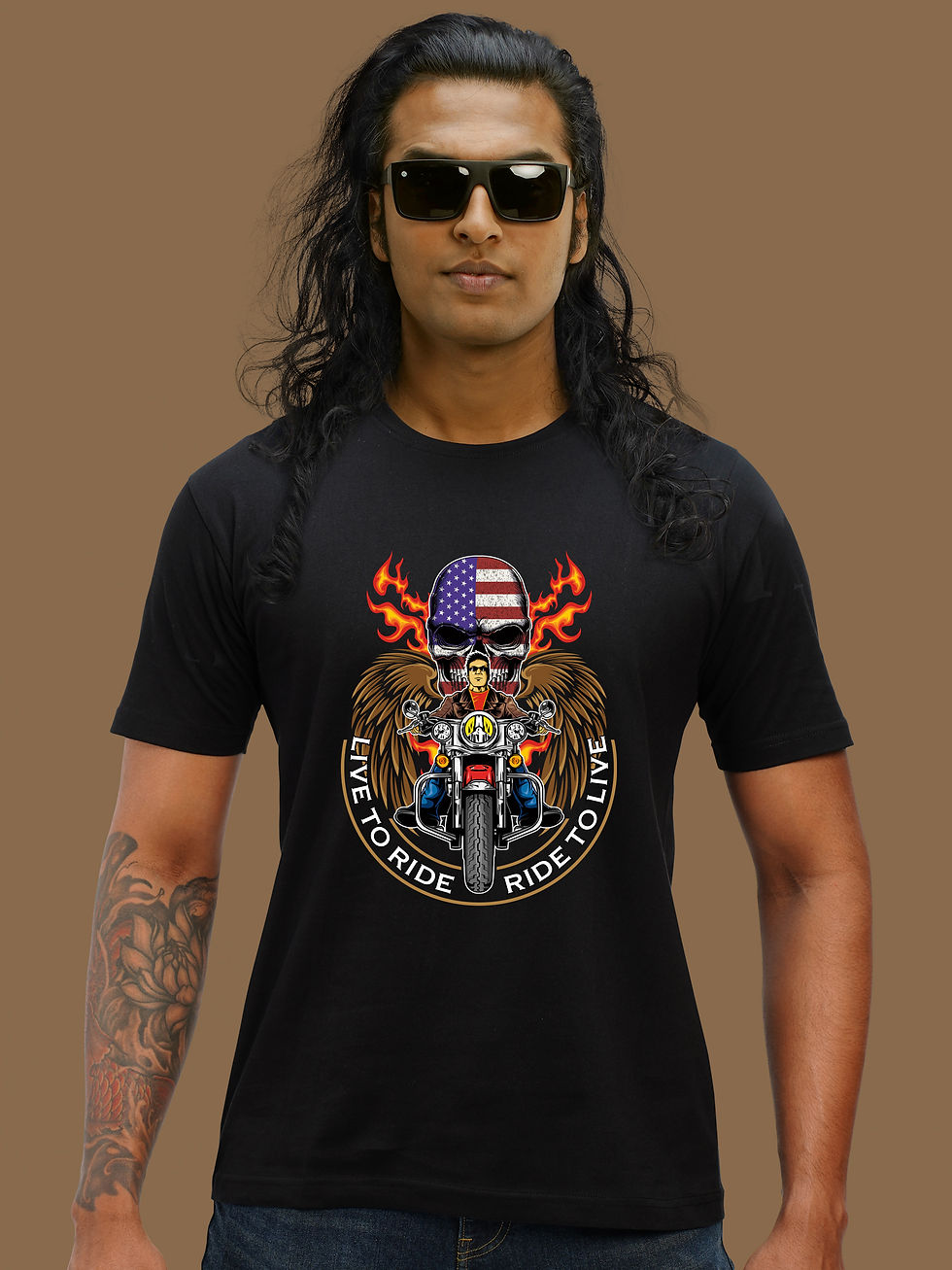 AMERICAN LEGENDARY BIKER T-SHIRT FRONT