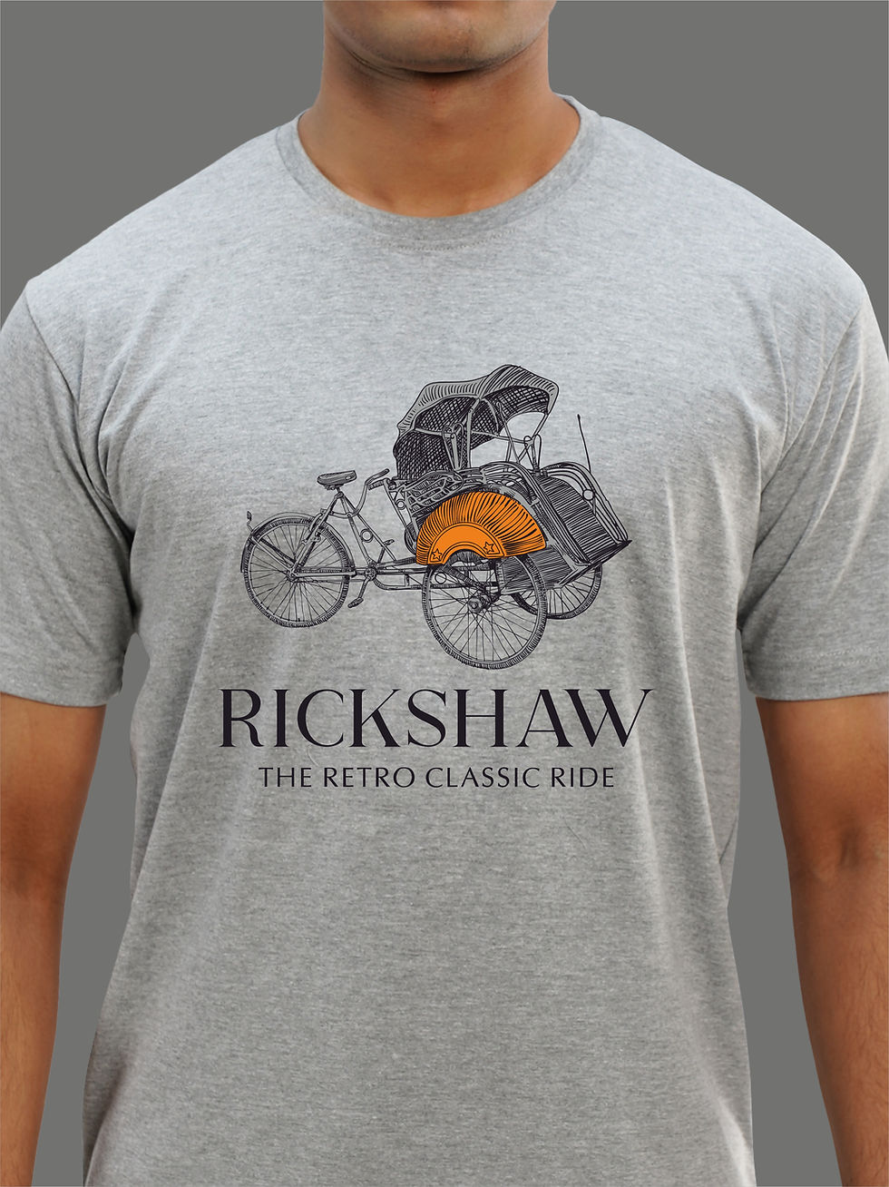 Thumbnail: Rickshaw - The Retro Classic Ride - Grey Melange Awesome T-Shirt - Front Zoom