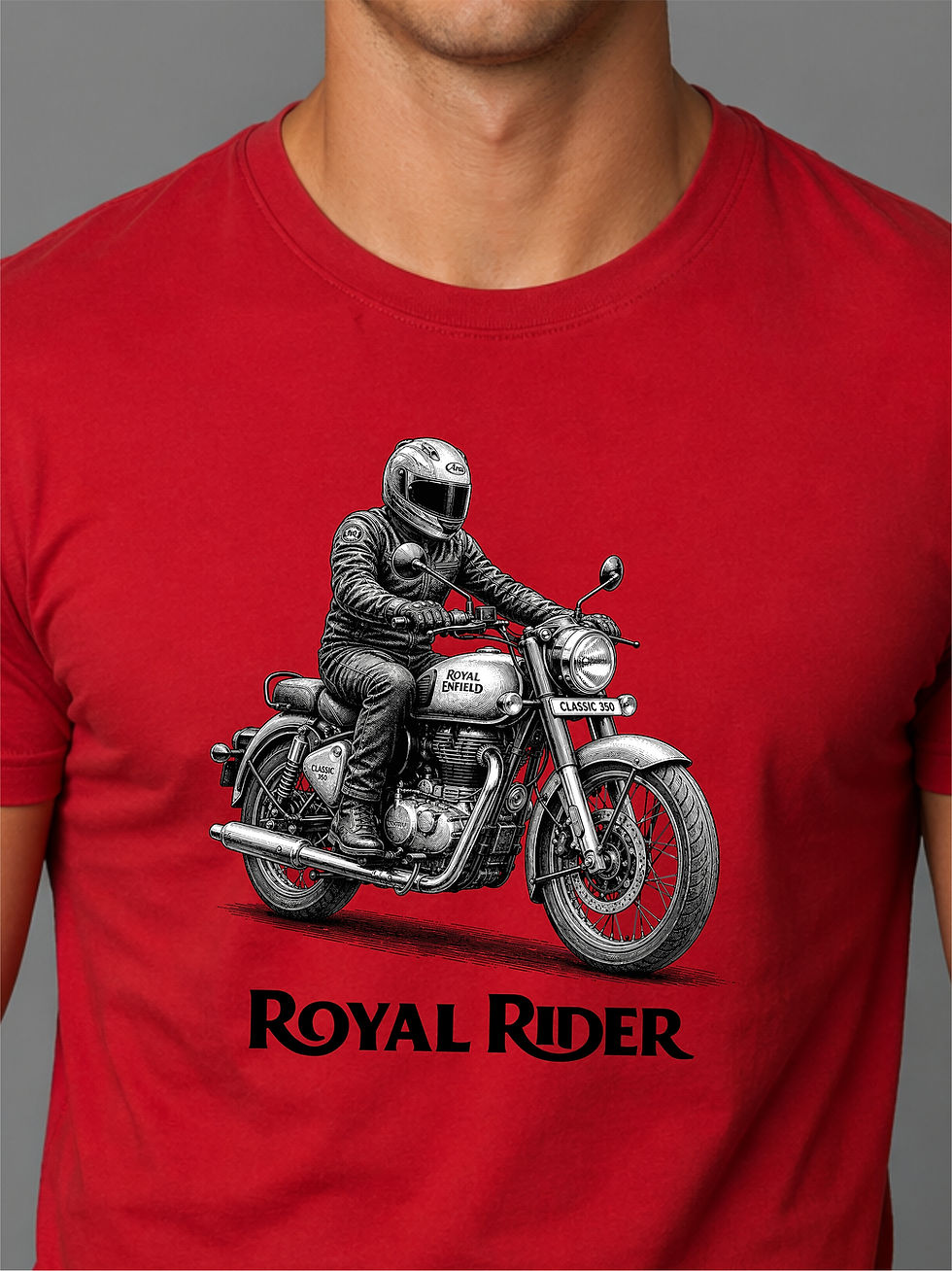 Royal Enfield Inspired - Red, Round Neck - Biker T-Shirt - Front View Zoom