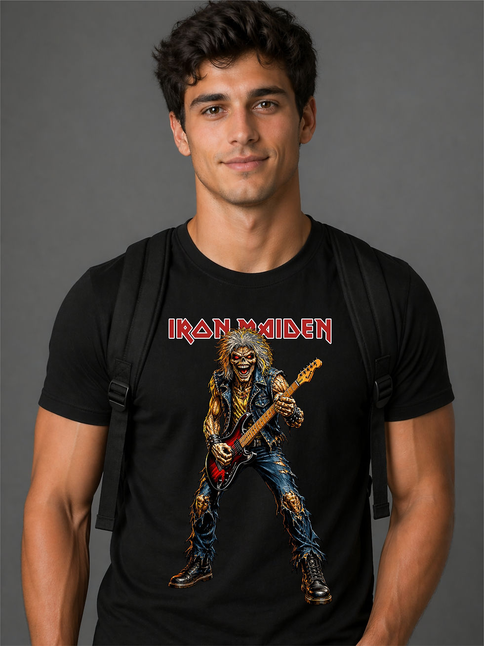 Iron Maiden, Black Round Neck, Music T-Shirt - Front View Campus