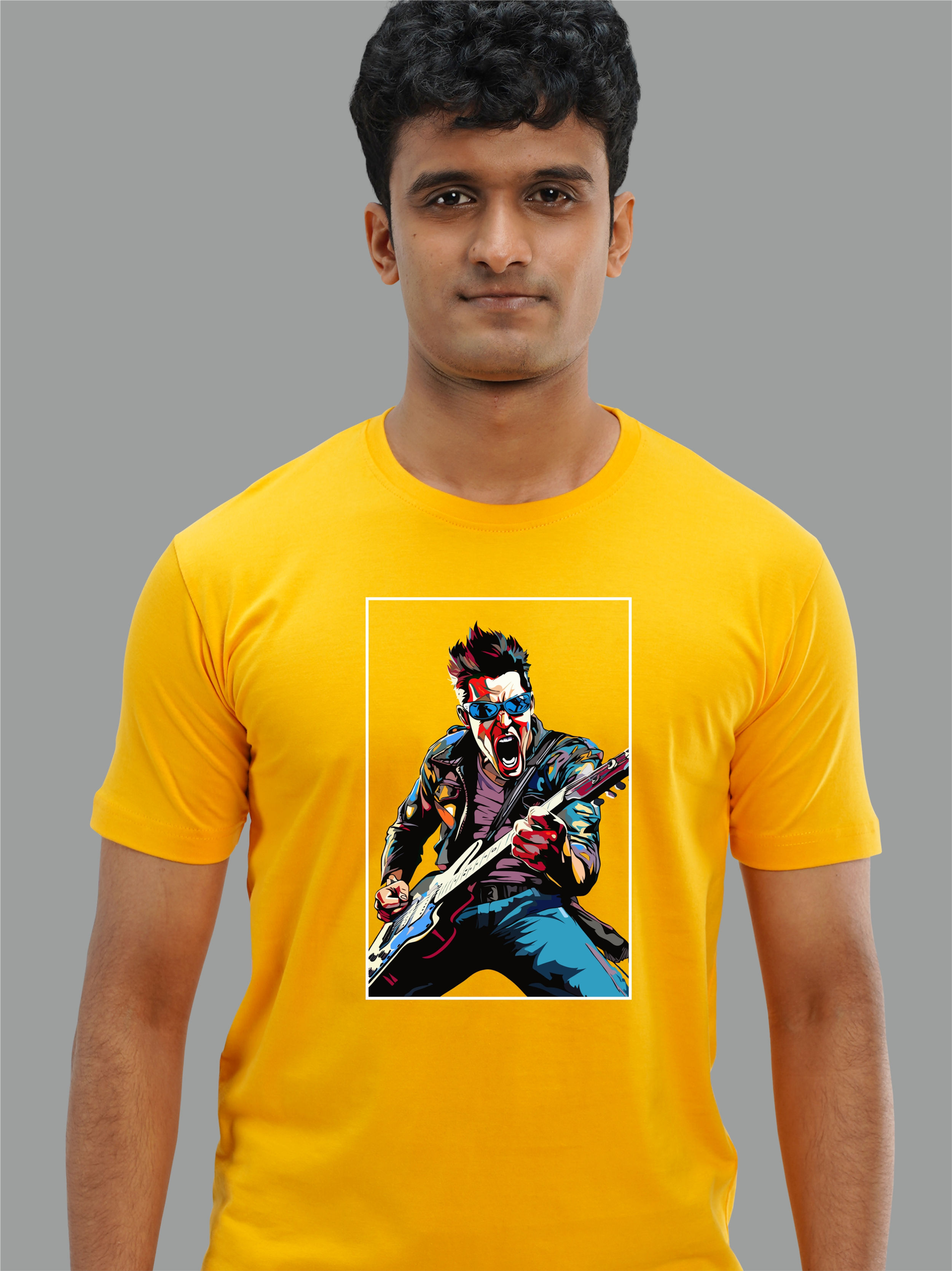 GUITARIST - DEEP TURMERIC, ROUND NECK - MUSICAL T-SHIRT