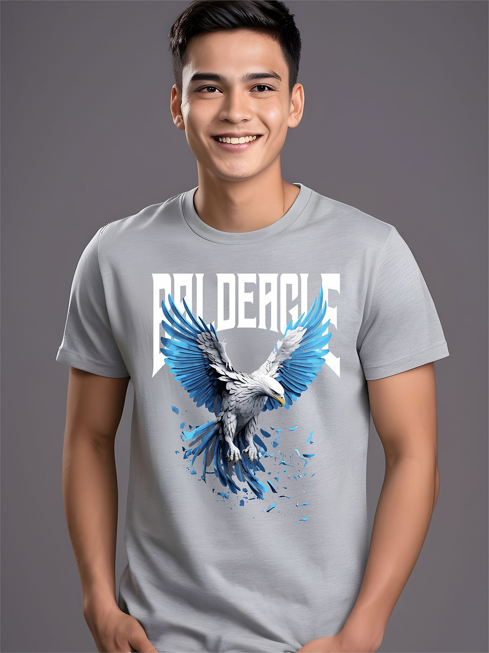 Bald Eagle, Steel Grey, Round Neck, Awesome T-Shirt - Front