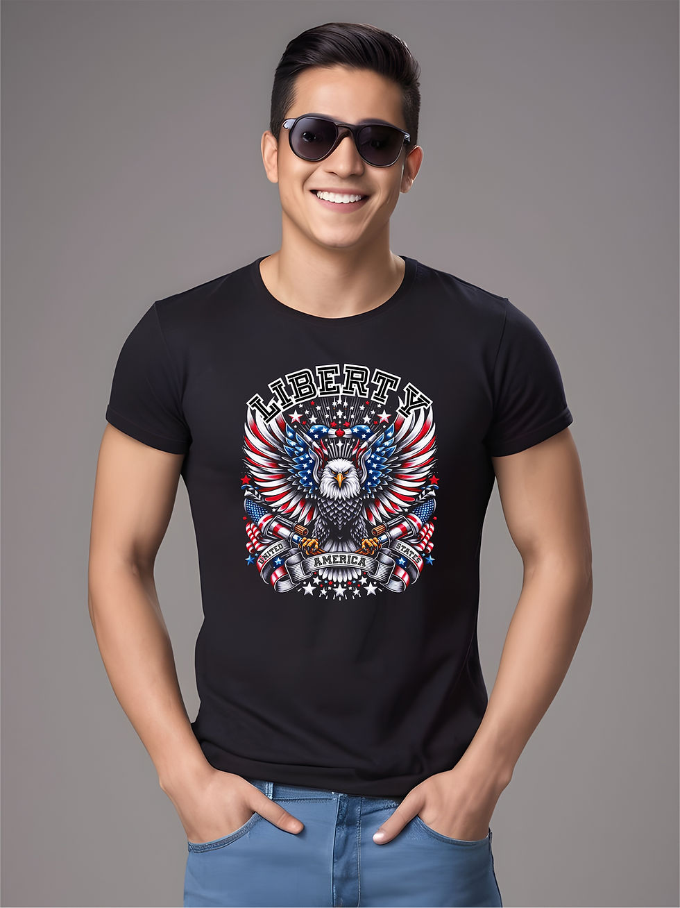 Thumbnail: American Eagle - Black, Round Neck Awesome T-Shirt - Model Sunglasses