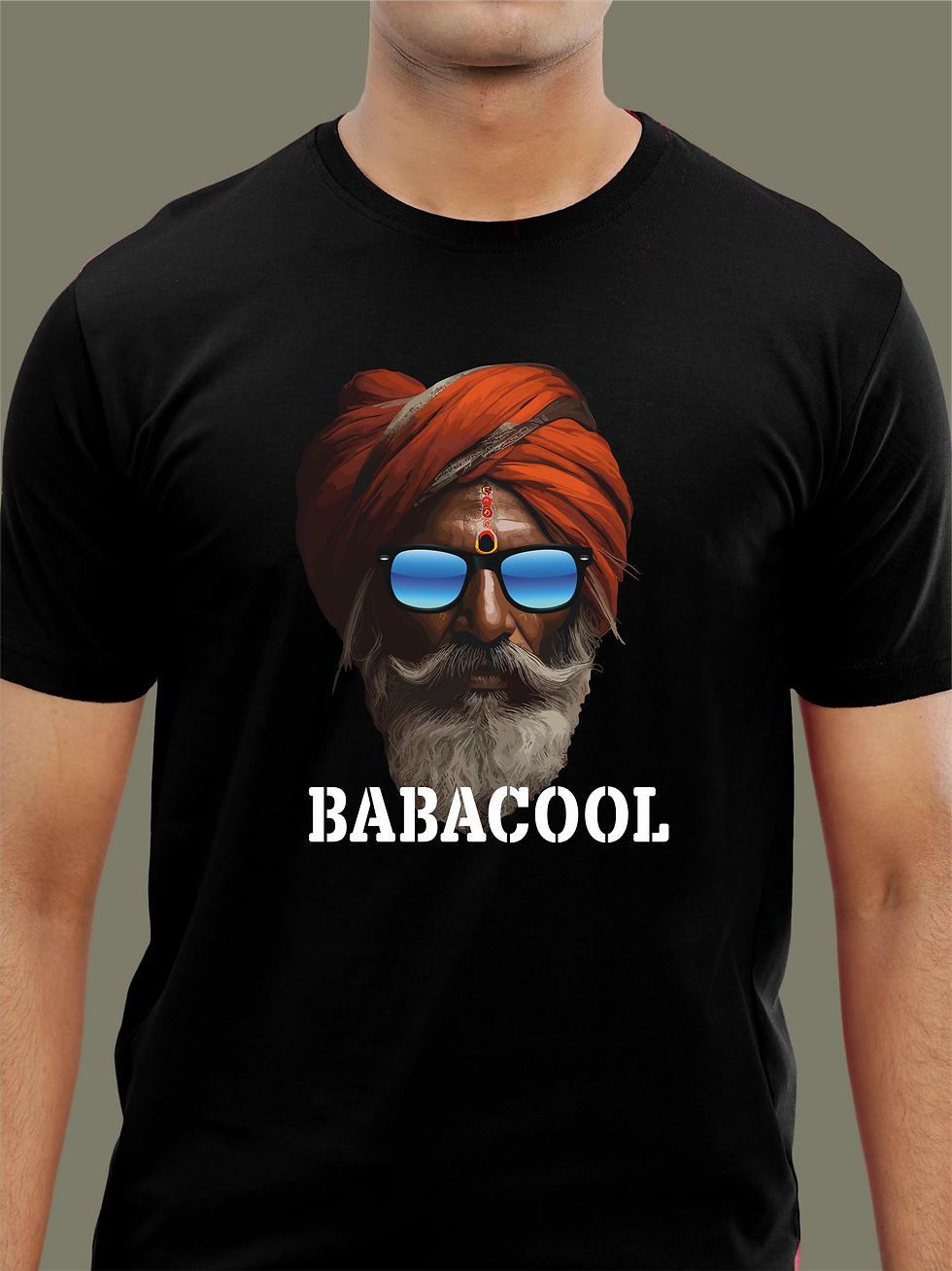 Thumbnail: Baba Cool Black Awesome T-Shirt - Front Zoom