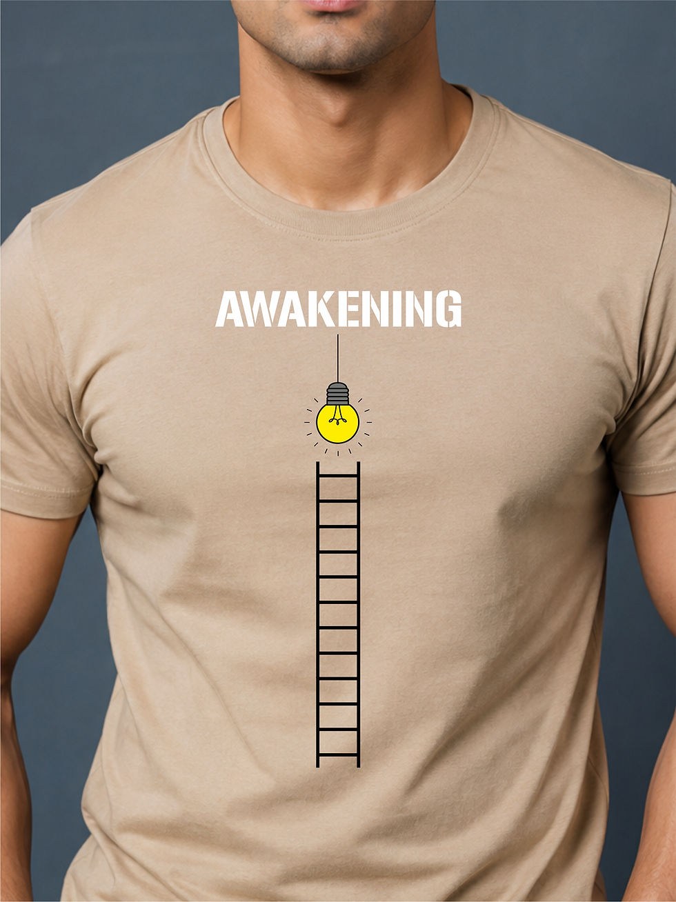 Awakening - Beige, Round Neck Recovery T-Shirt - Front View Zoom