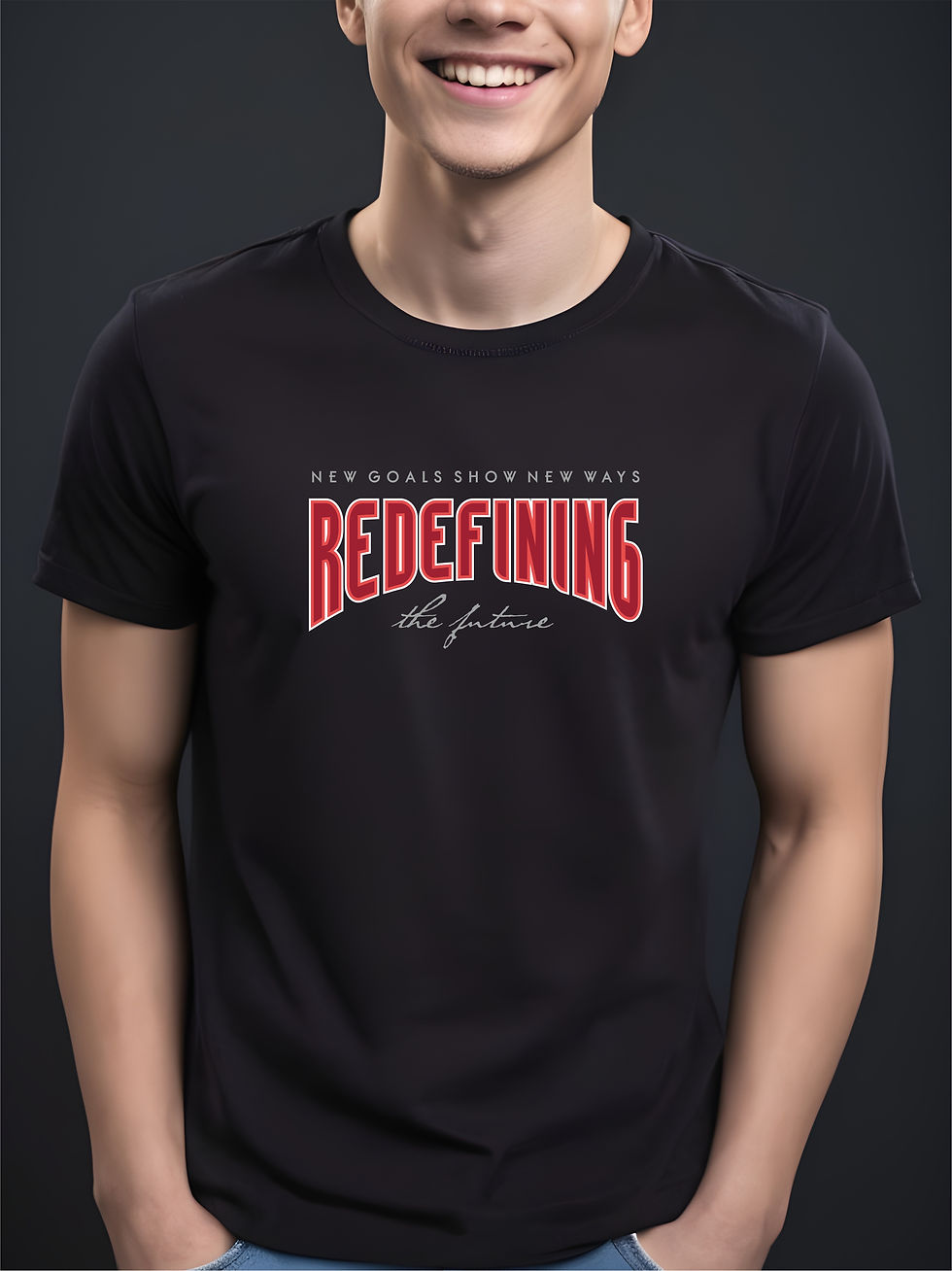 Redefining the Future - Black, Round Neck Awesome T-Shirt - Front View, Zoom