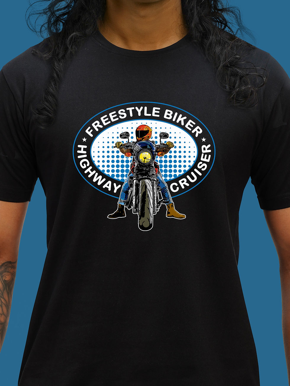 FREESTYLE BIKER T-SHIRT FRONT ZOOM