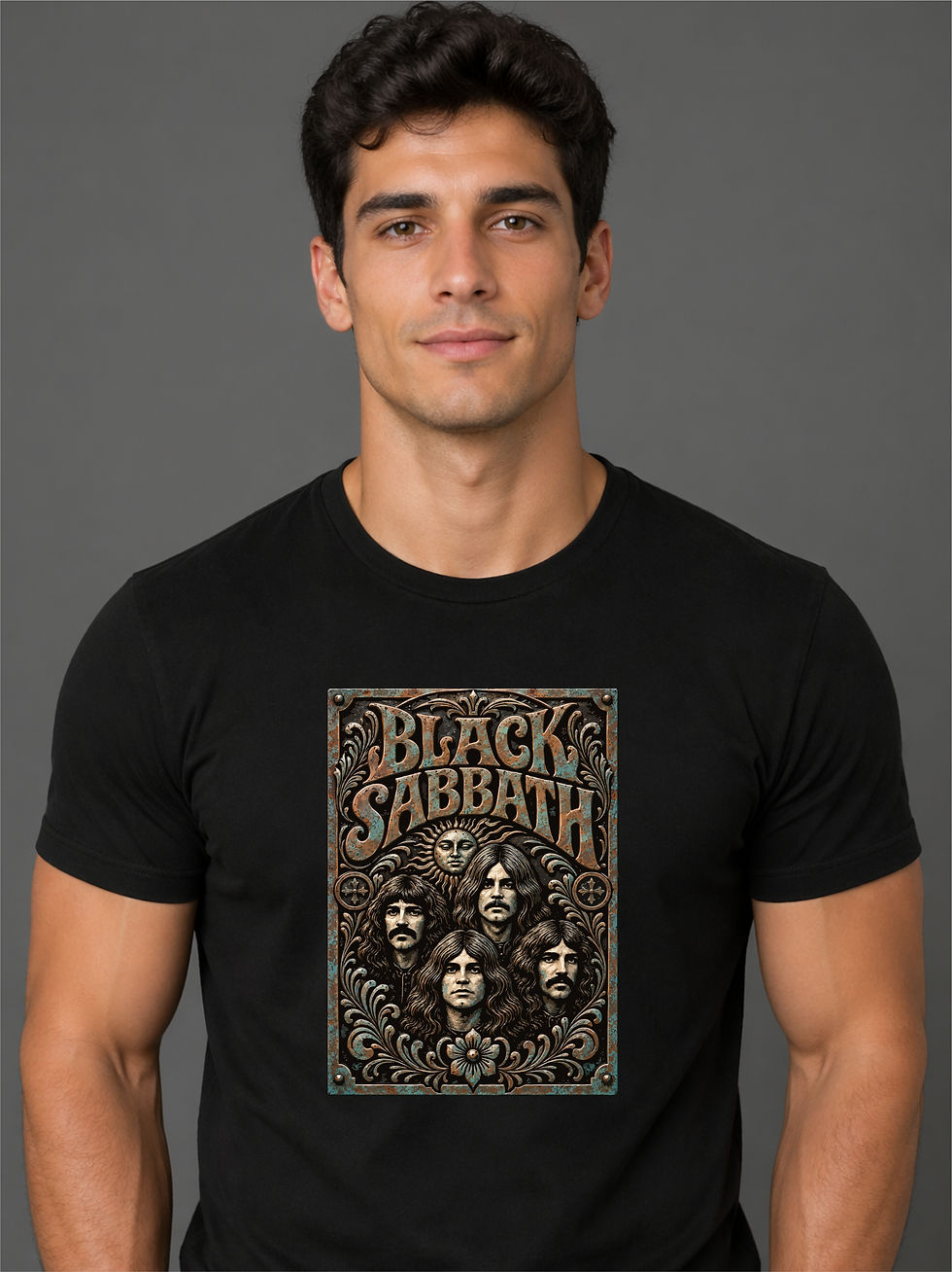 Black Sabbath, Black Round Neck, Music T-Shirt - Front View