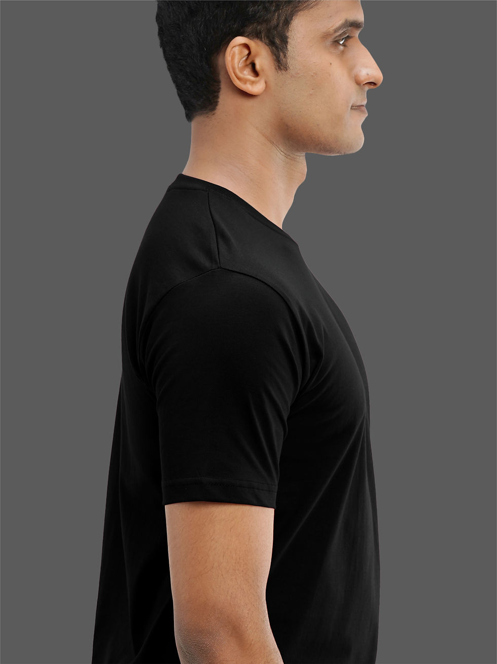 Thumbnail: Fiery Black Biker T-Shirt - Side