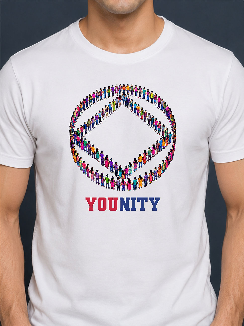 Younity, NA Symbol - White, Round Neck Recovery T-Shirt - Front View Zoom