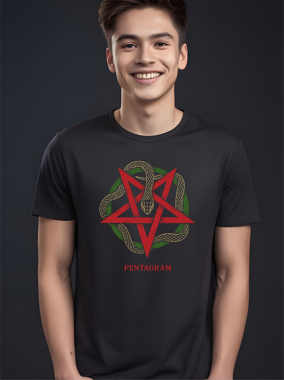 Pentagram - Black, Round Neck, Awesome T-Shirt - Front