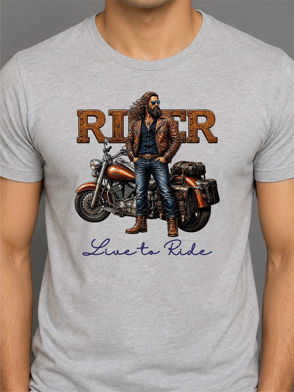Ride - Live to Ride - Grey Melange, Round Neck - Front View Zoom