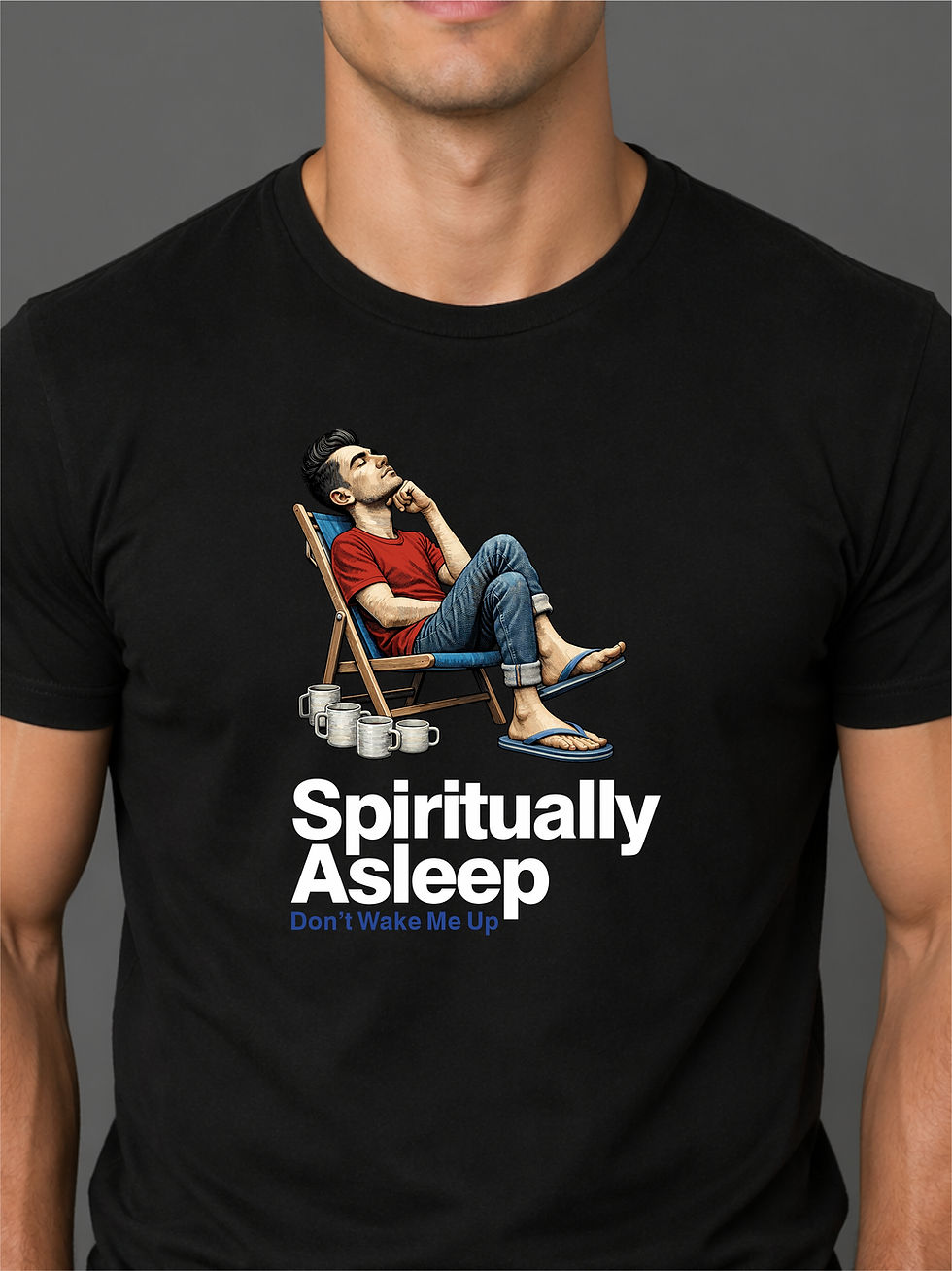 Spiritually Asleep - Black Round Neck Recovery T-Shirt - Front View Zoom