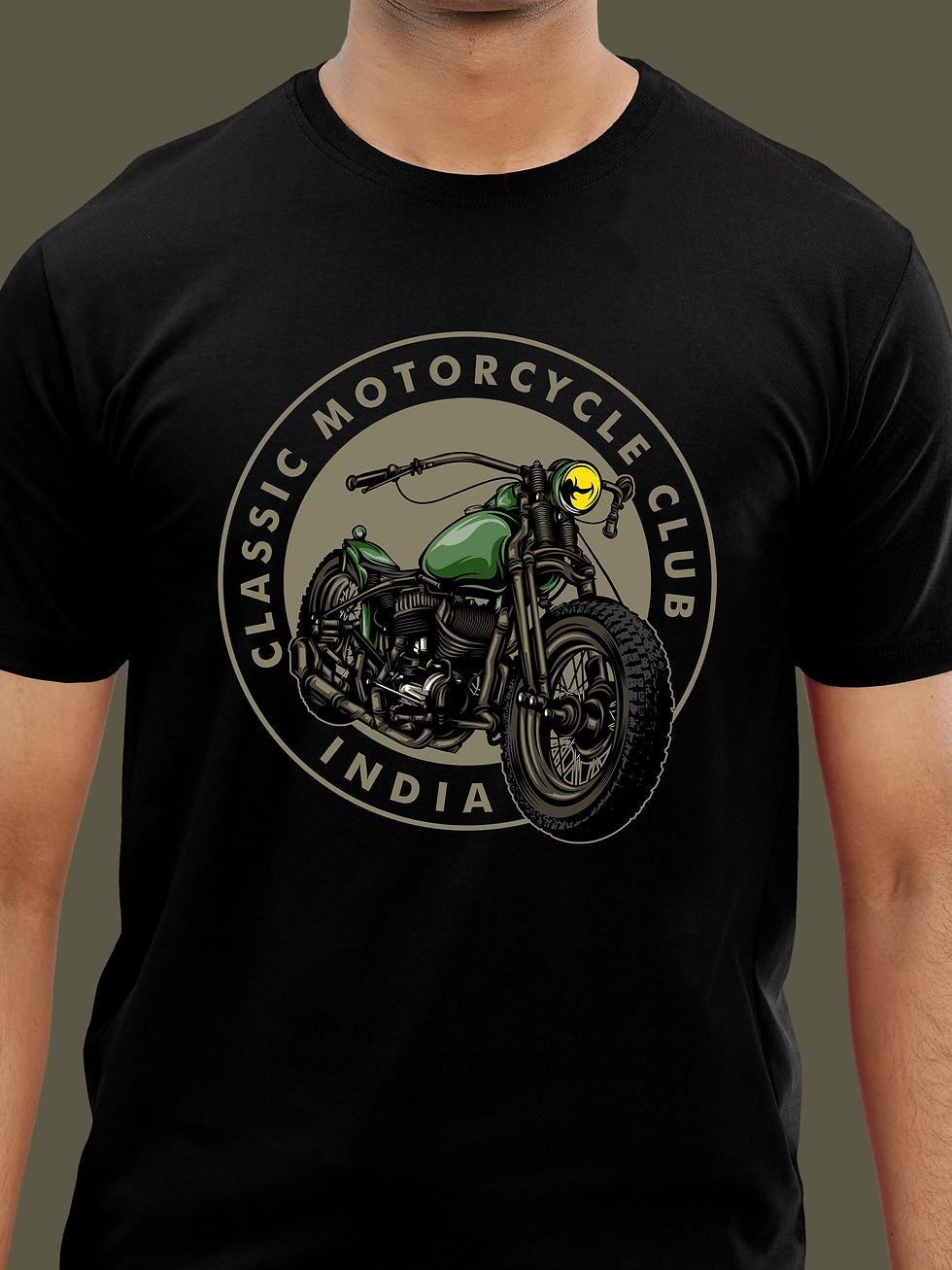 CLASSIC MOTORCYCLE CLUB BIKER T-SHIRT FRONT ZOOM
