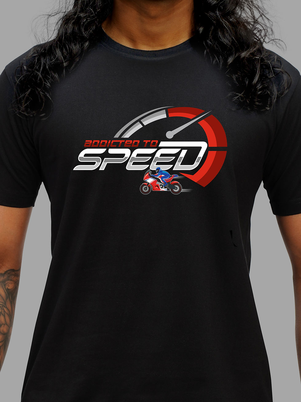 ADDICTED TO SPEED - BIKER T-SHIRT FRONT ZOOM