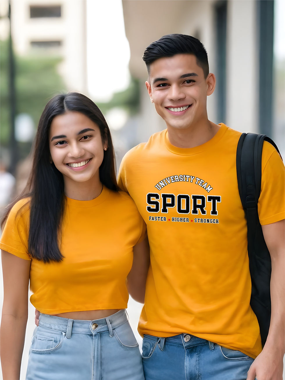 University Sport - Deep Turmeric, Round Neck, Campus Wear, T-shirt - Student Girlfriend