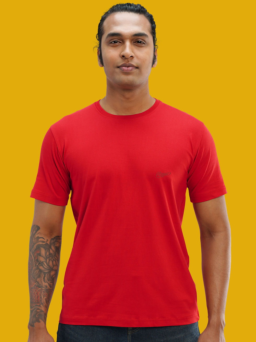 SOLID PREMIUM COTTON SCARLET RED T-SHIRT FRONT