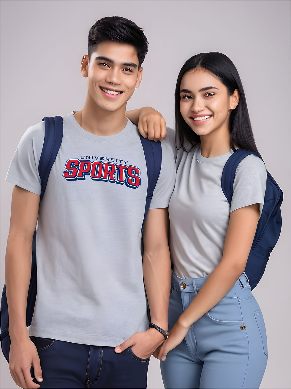 Thumbnail: University Sports, Steel Grey, Round Neck, Awesome T-Shirt - Student Girlfriend