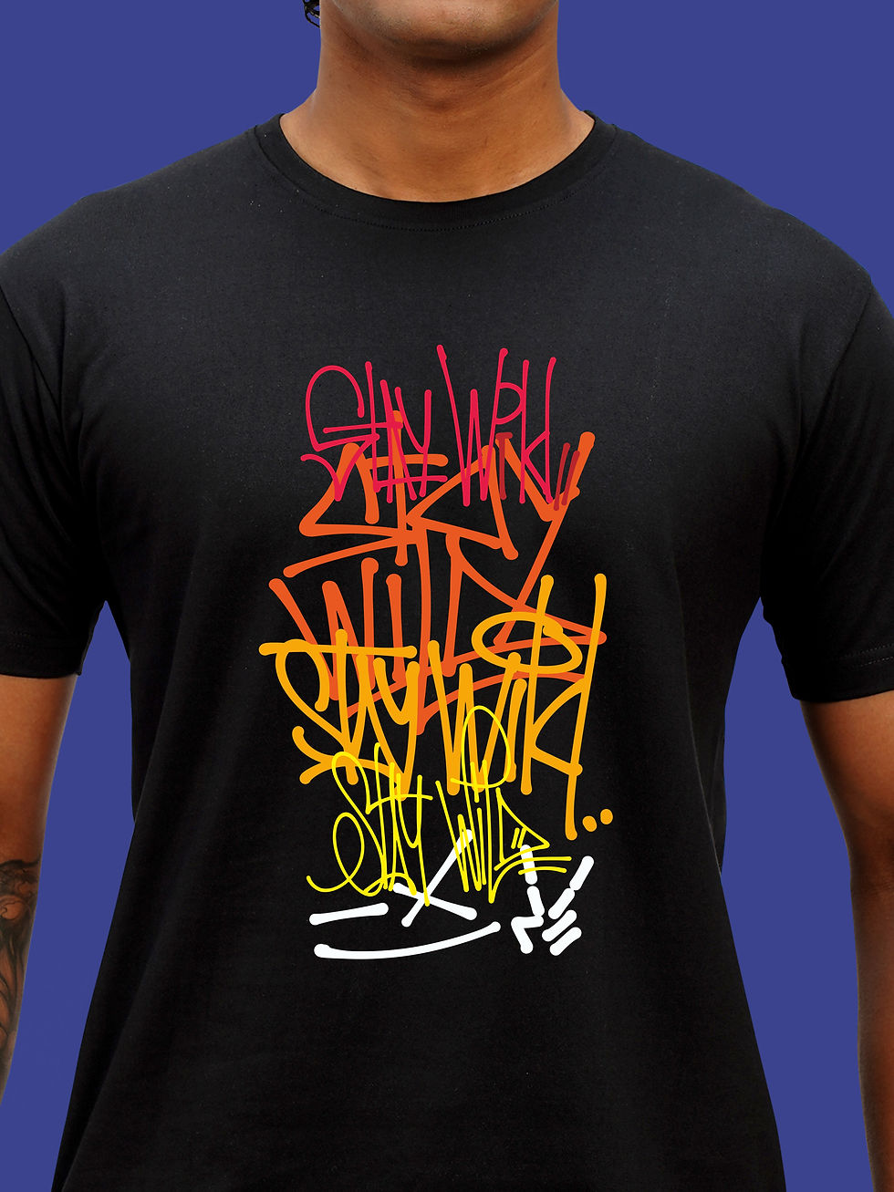 STAY WILD GRAFFITI - NAUGHTY T-SHIRT FRONT ZOOM