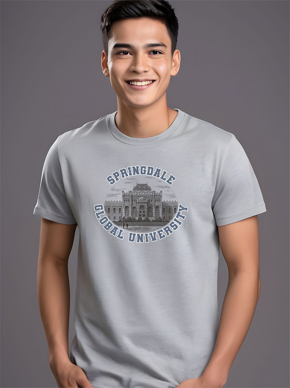 Springdale University Steel Grey, Round Neck, Awesome T-Shirt - Front