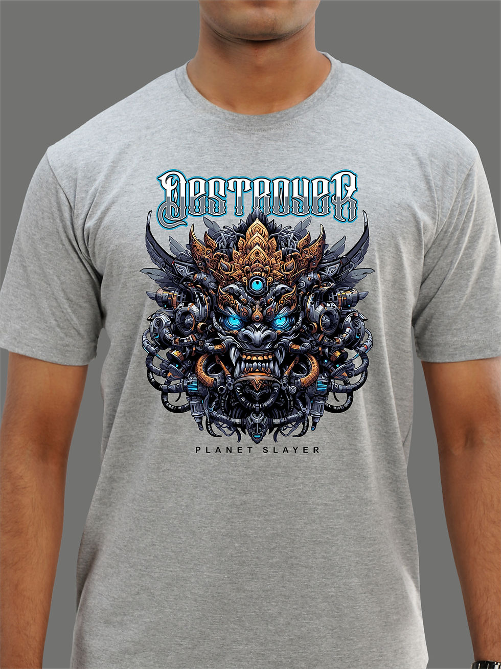 Destroyer -  Grey Melange Awesome T-Shirt - Front View, Zoom