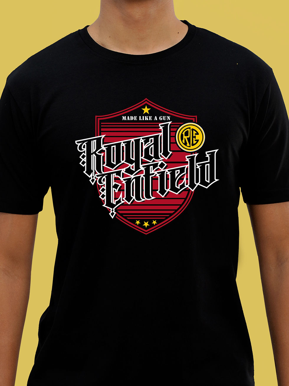 ROYAL ENFIELD SHIELD - BIKER T-SHIRT FRONT ZOOM