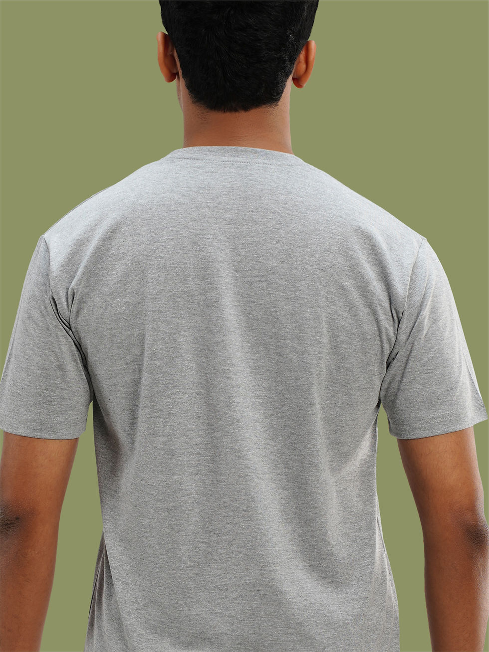 Thumbnail: Military Motorbike Grey Melange Biker T-Shirt - Back