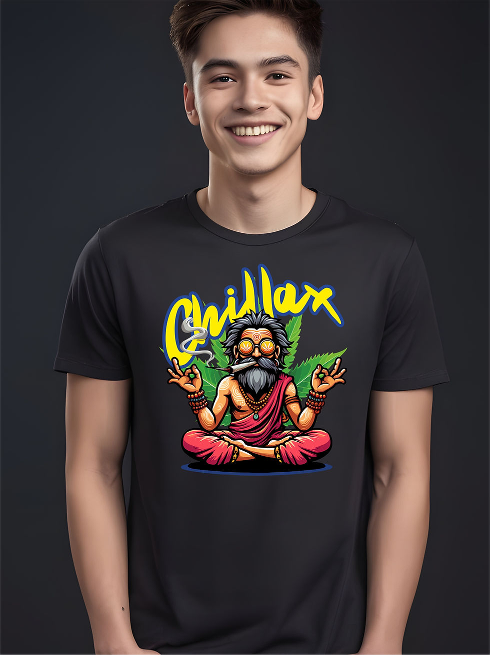 Thumbnail: Chillax - Black, Round Neck Awesome T-Shirt - Young Model