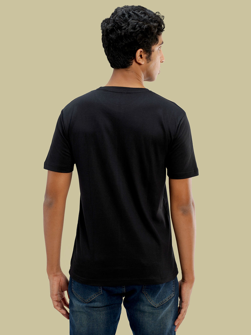 Thumbnail: Music Lover - Black, Round Neck T-Shirt - Back View
