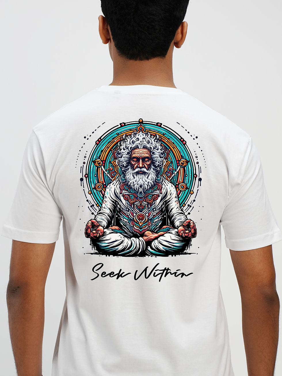Meditation - White Awesome T-Shirt - Back