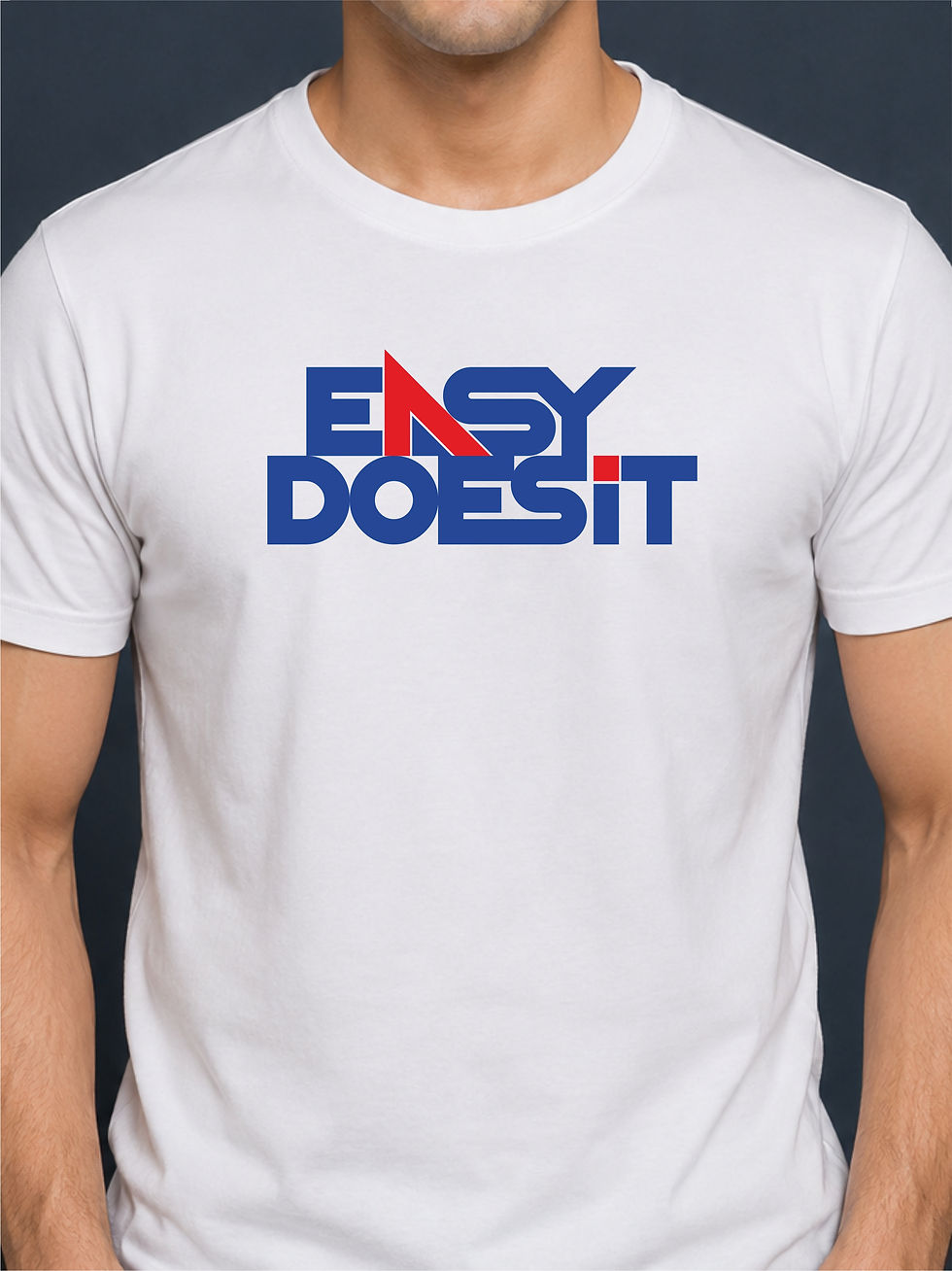 Easy Does It - White, Round Neck Recovery T-Shirt - Front View Zoom
