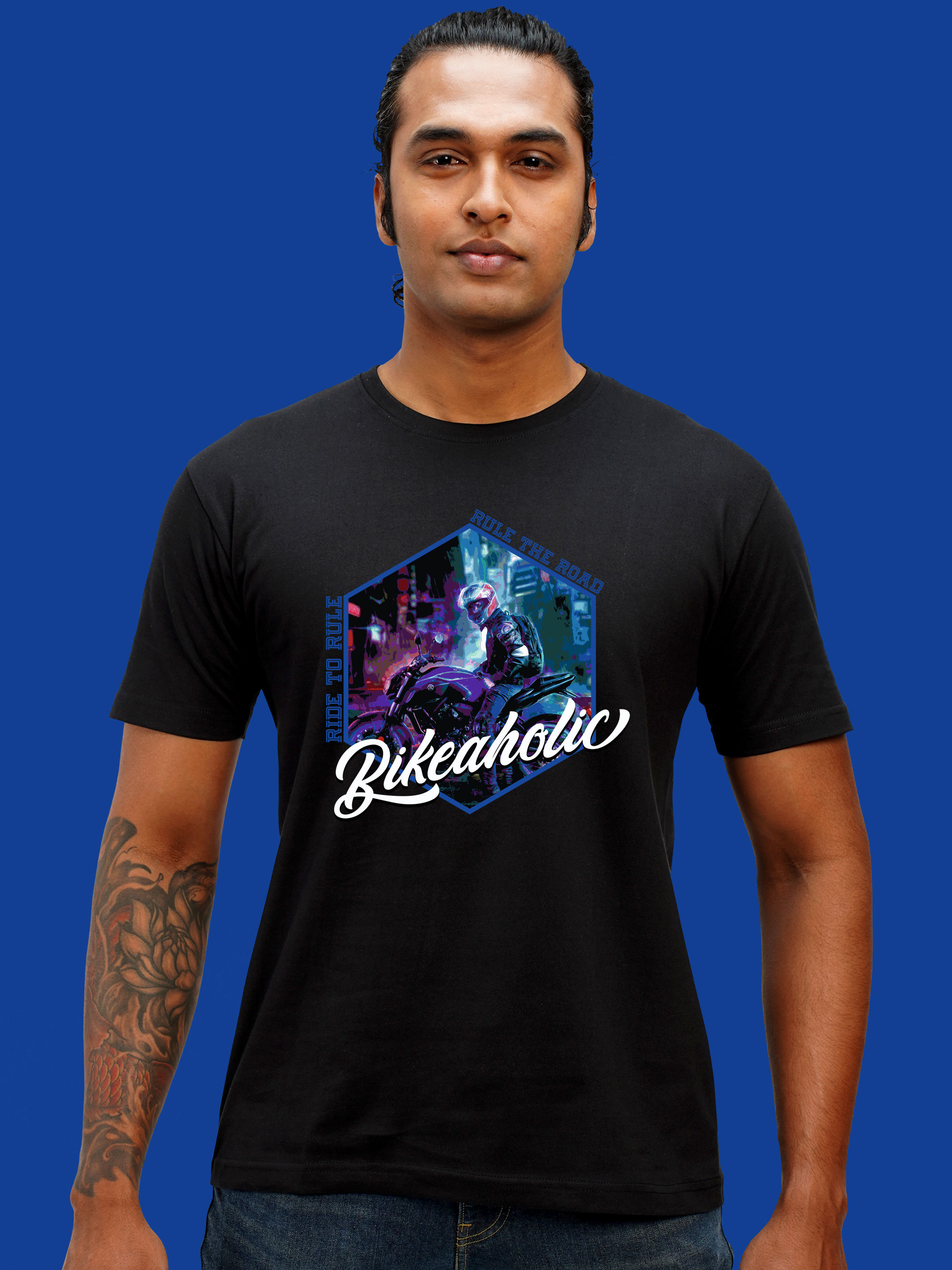 BIKEAHOLIC BIKER T-SHIRT FRONT