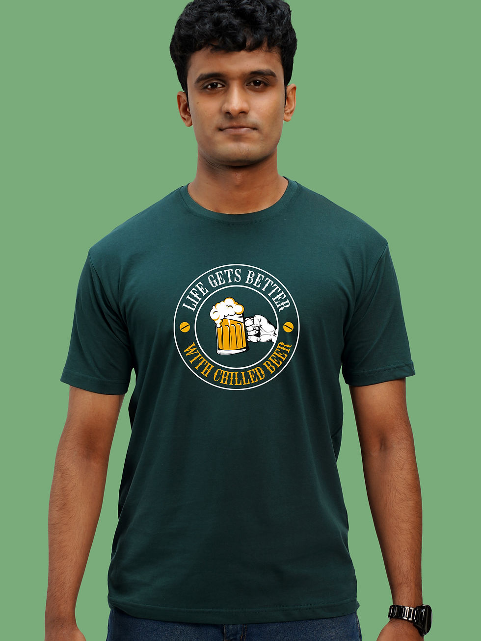 Thumbnail: LIE GETS BETTER WITH CHILLED BEER - CAMPUS WEAR T-SHIRT