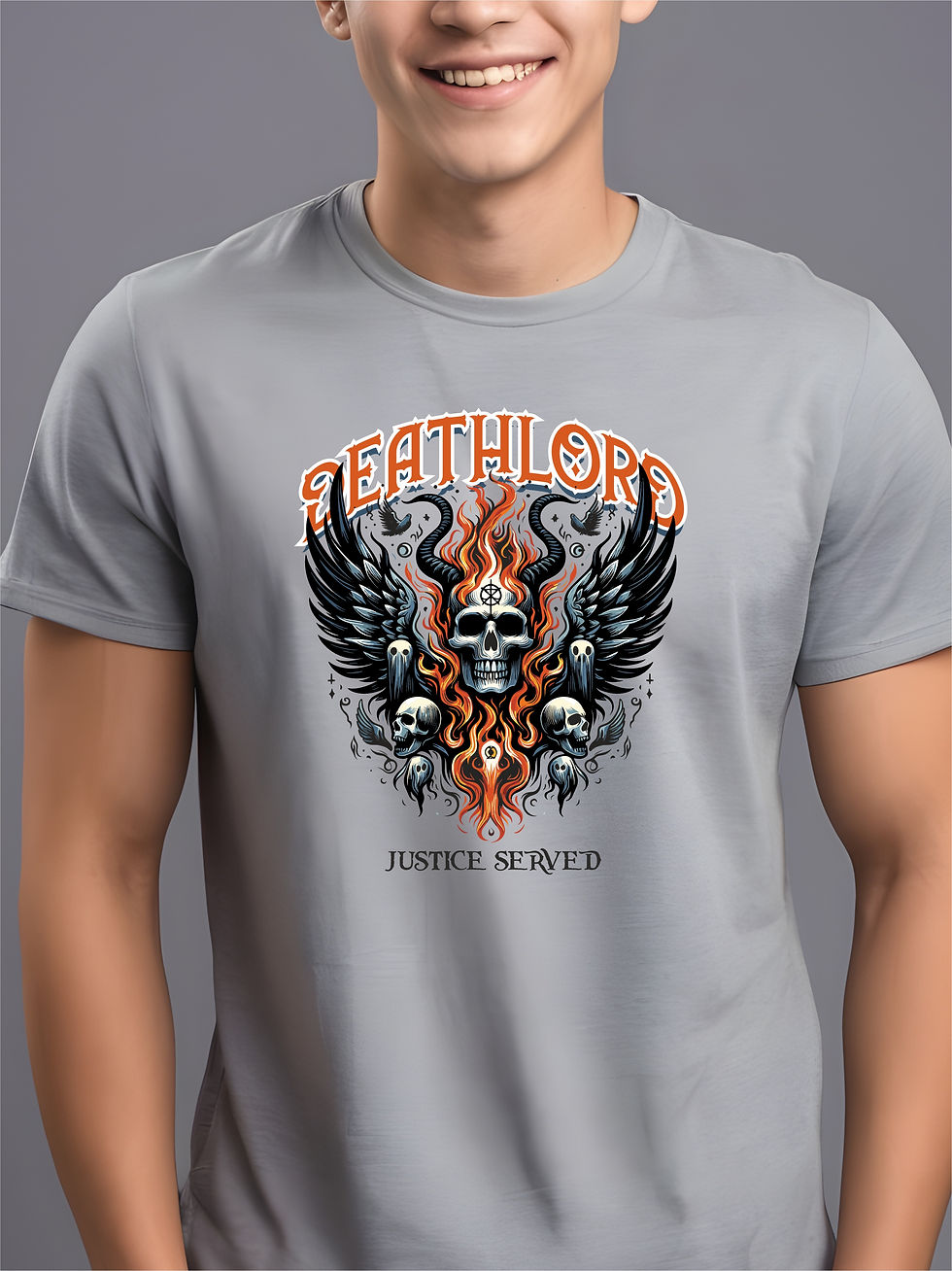 Death Lord, Steel Grey, Round Neck - Awesome T-Shirt - Front Zoom