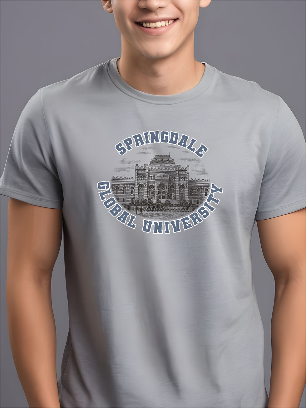 Springdale University Steel Grey, Round Neck, Awesome T-Shirt - Front Zoom