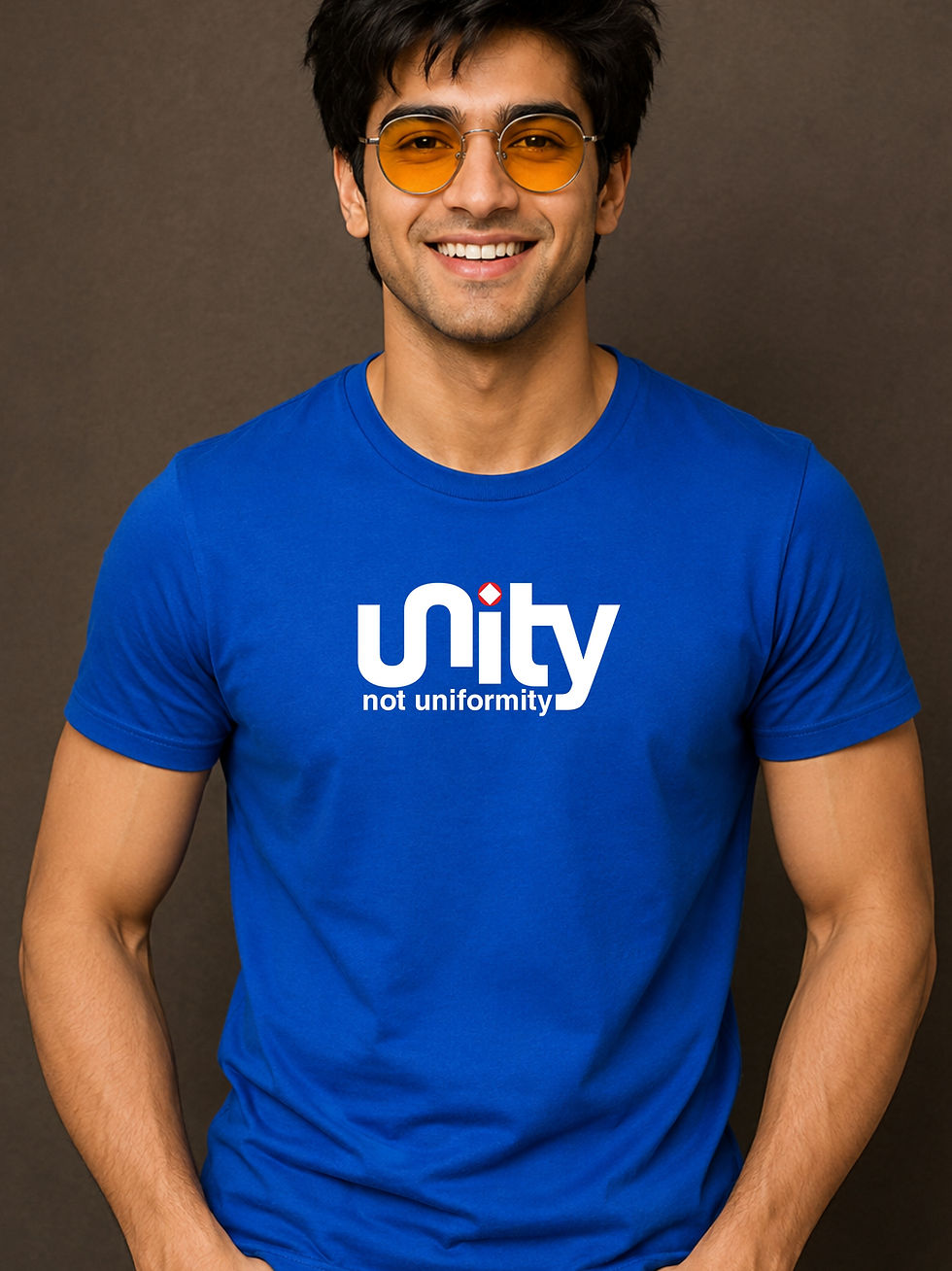 Unity, not uniformity - Royal Blue, Round Neck Recovery T-Shirt - Front View