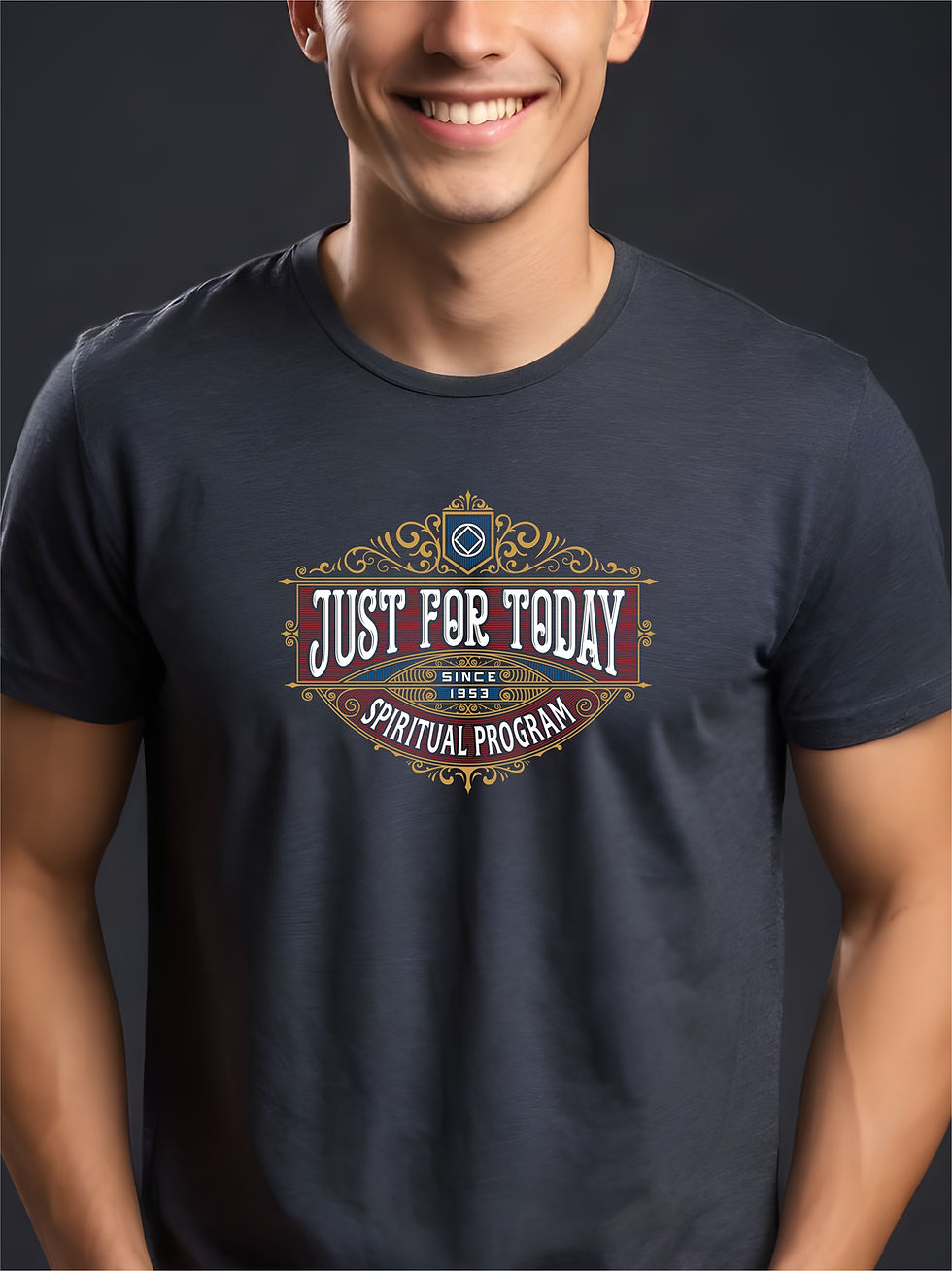 Just For Today, Round Neck Black Melange Recovery T-Shirt - Front View Zoom