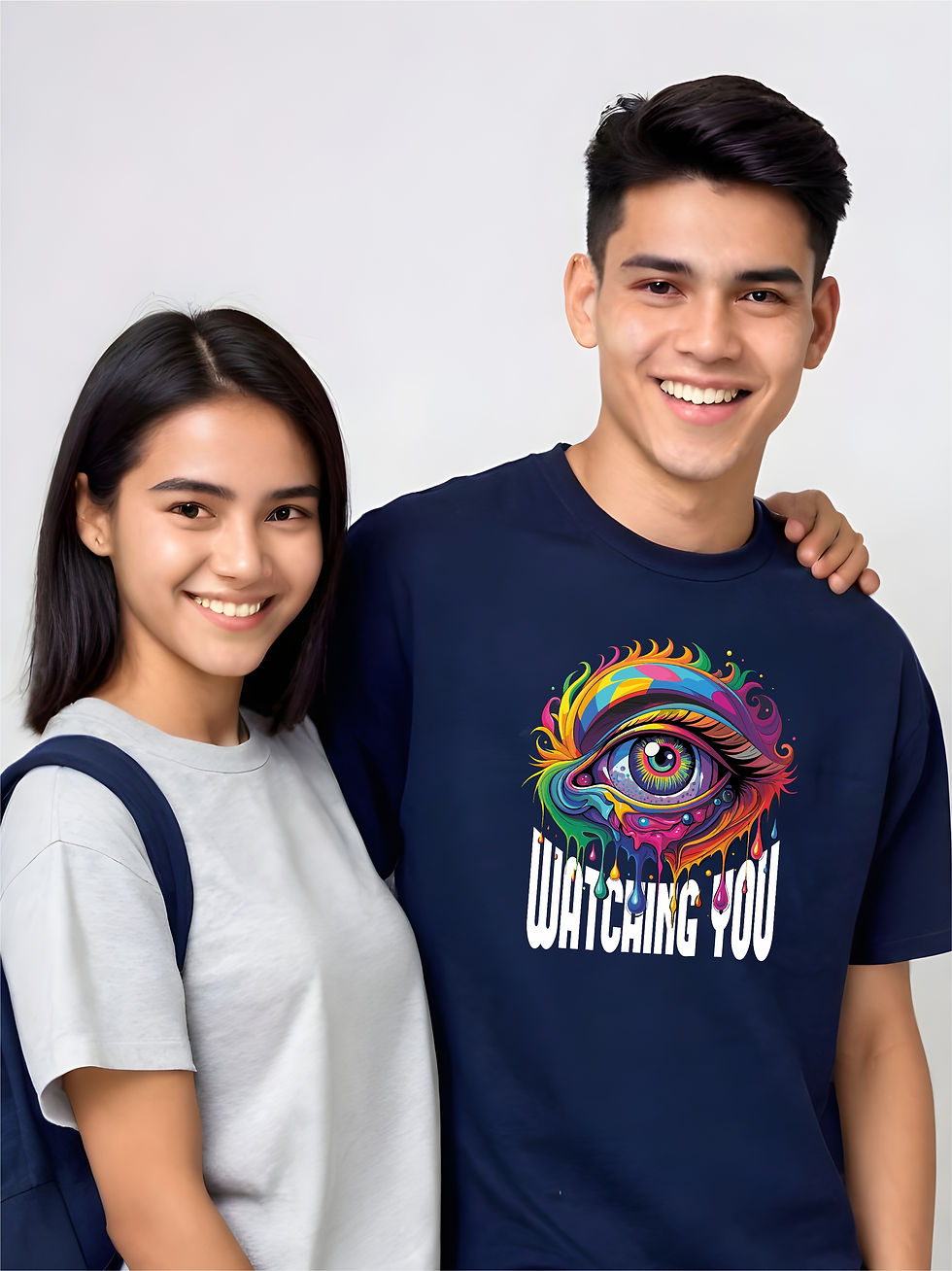 Thumbnail: Watching You - Navy Blue Awesome T-Shirt - Model, Girlfriend