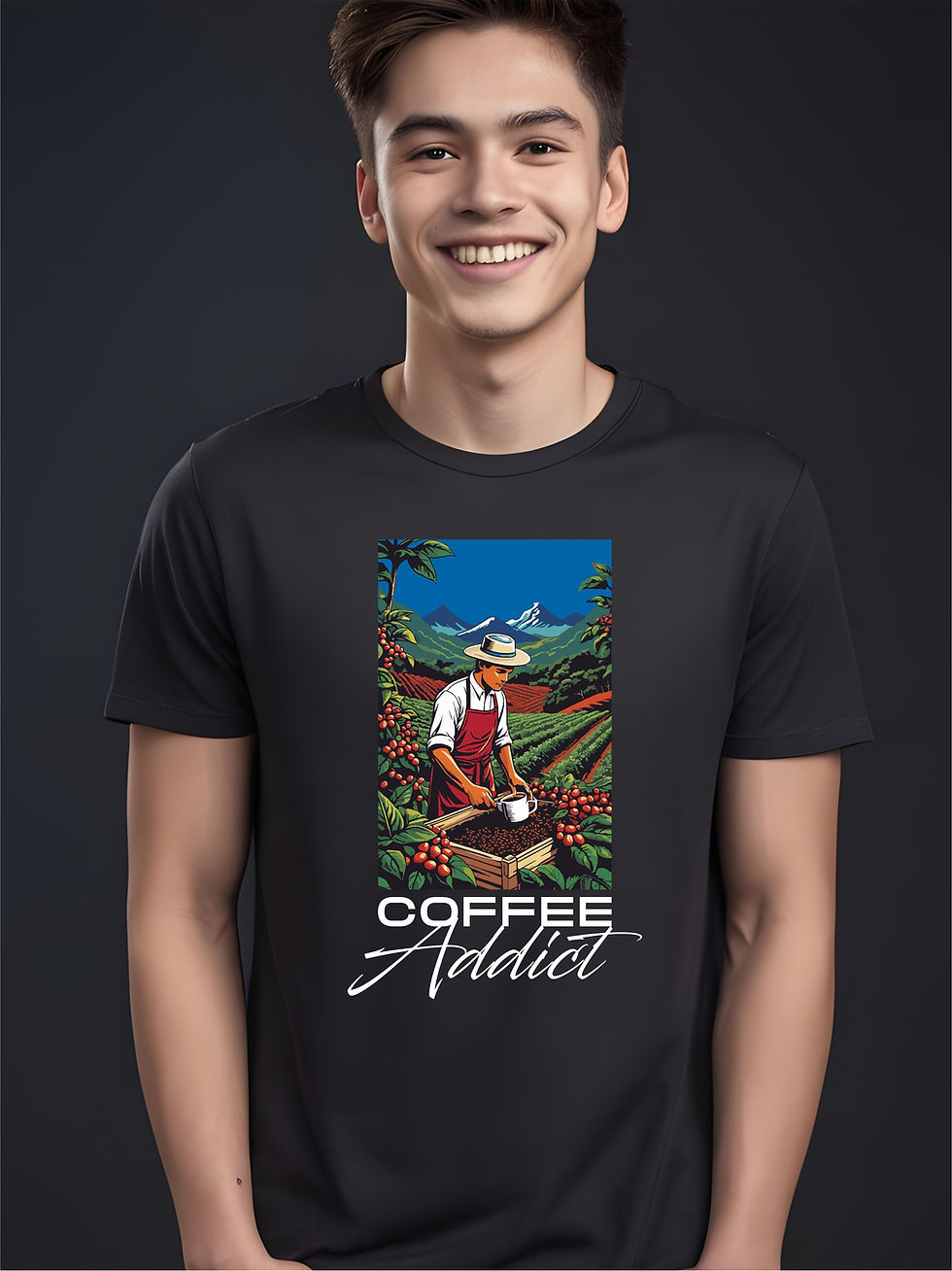Thumbnail: Coffee Addict - Black, Round Neck Awesome T-Shirt - Front