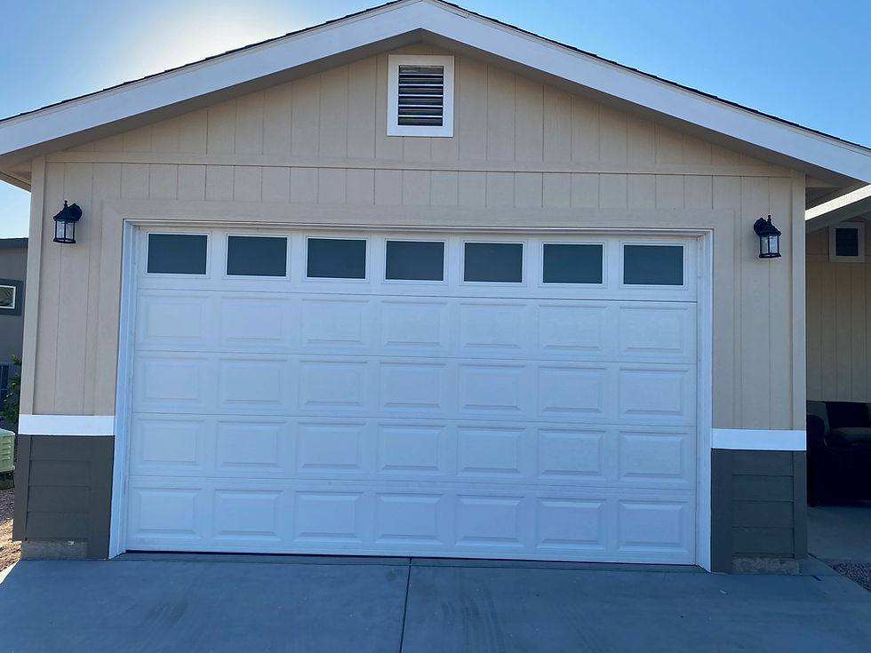 New white residential garage door installation completed by Riggs Garage Door Service in the West Valley