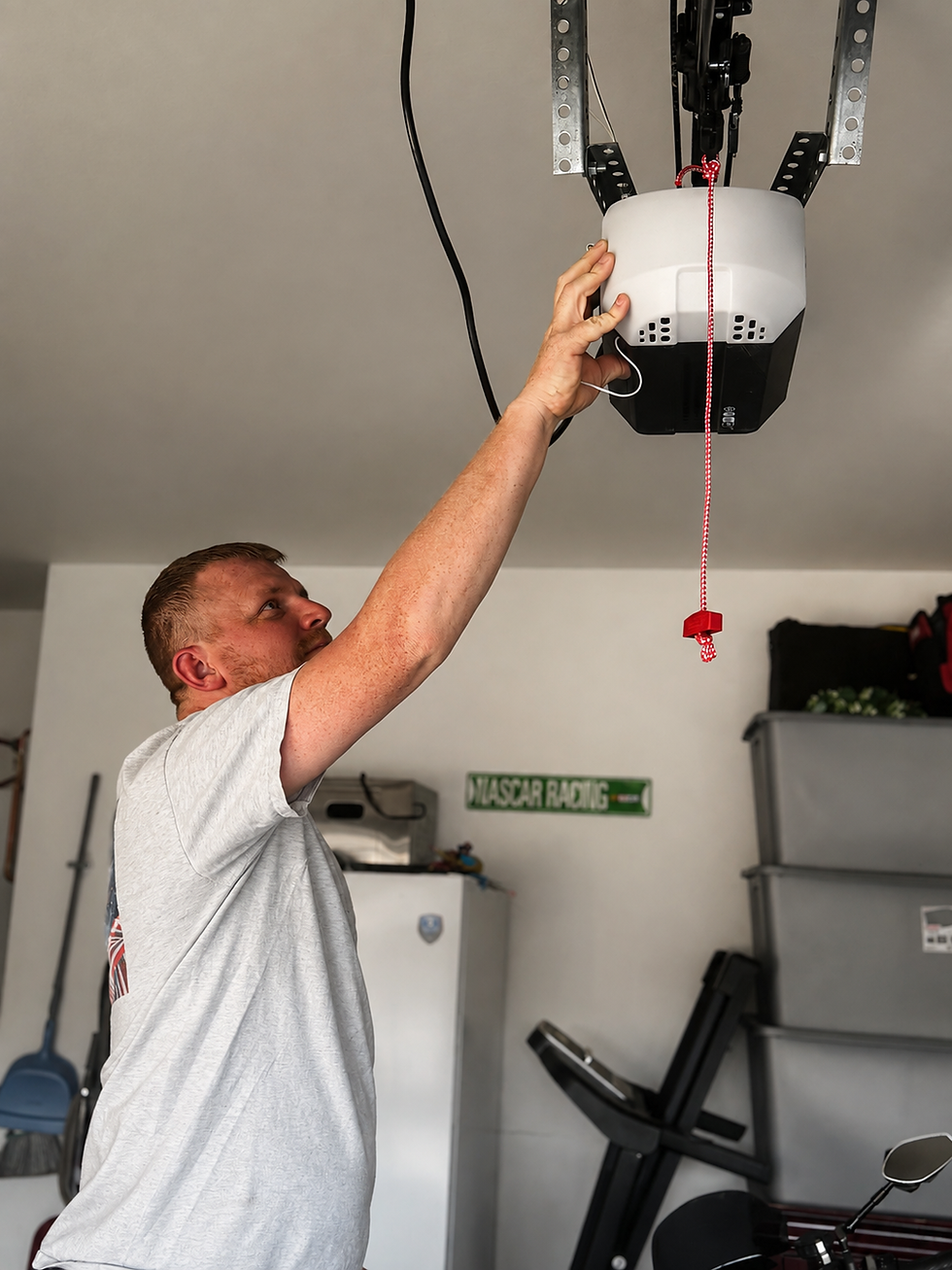 Riggs Garage Door Service technician repairing a residential garage door opener