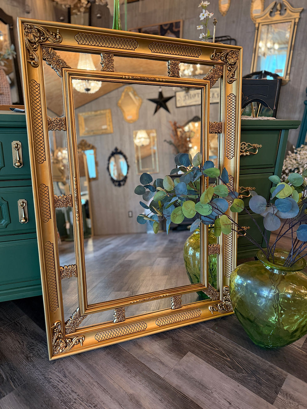 Thumbnail: Gold Hollywood Regency Rectangle Mirror