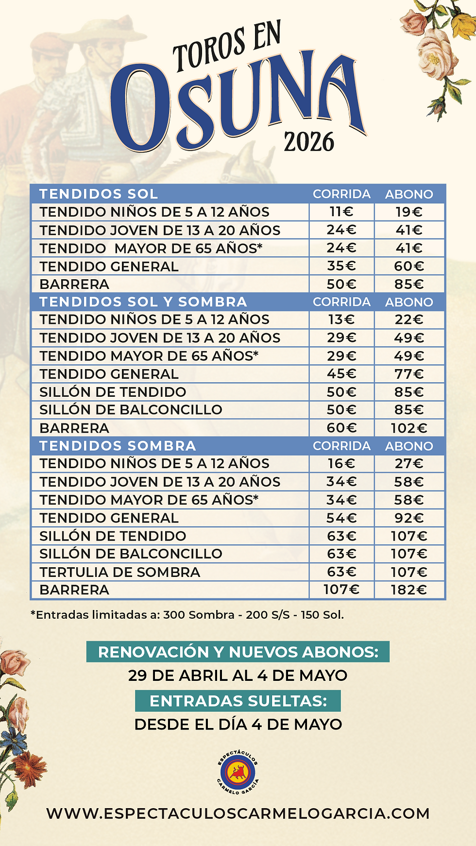 Precios toros osuna feria de mayo 2026