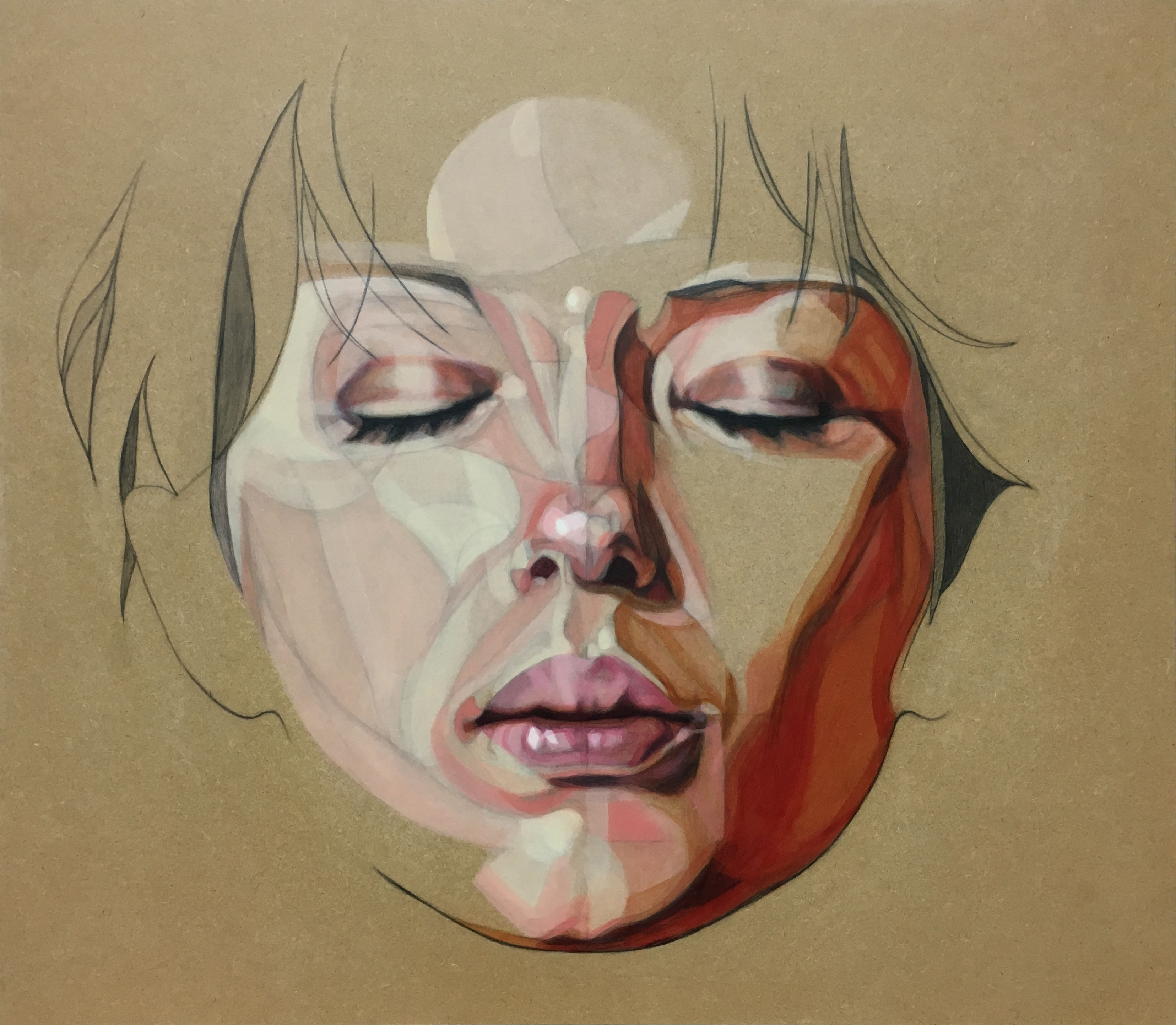 Silence. 70 x 61cm. graphite & acrylic on panel