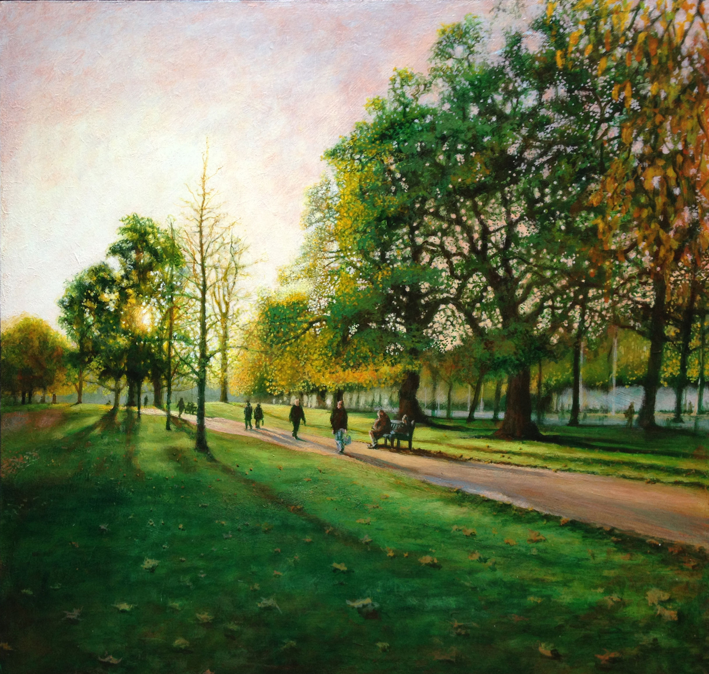 St James's Park. Autumn.  43 x 41cm. acrylic on panel