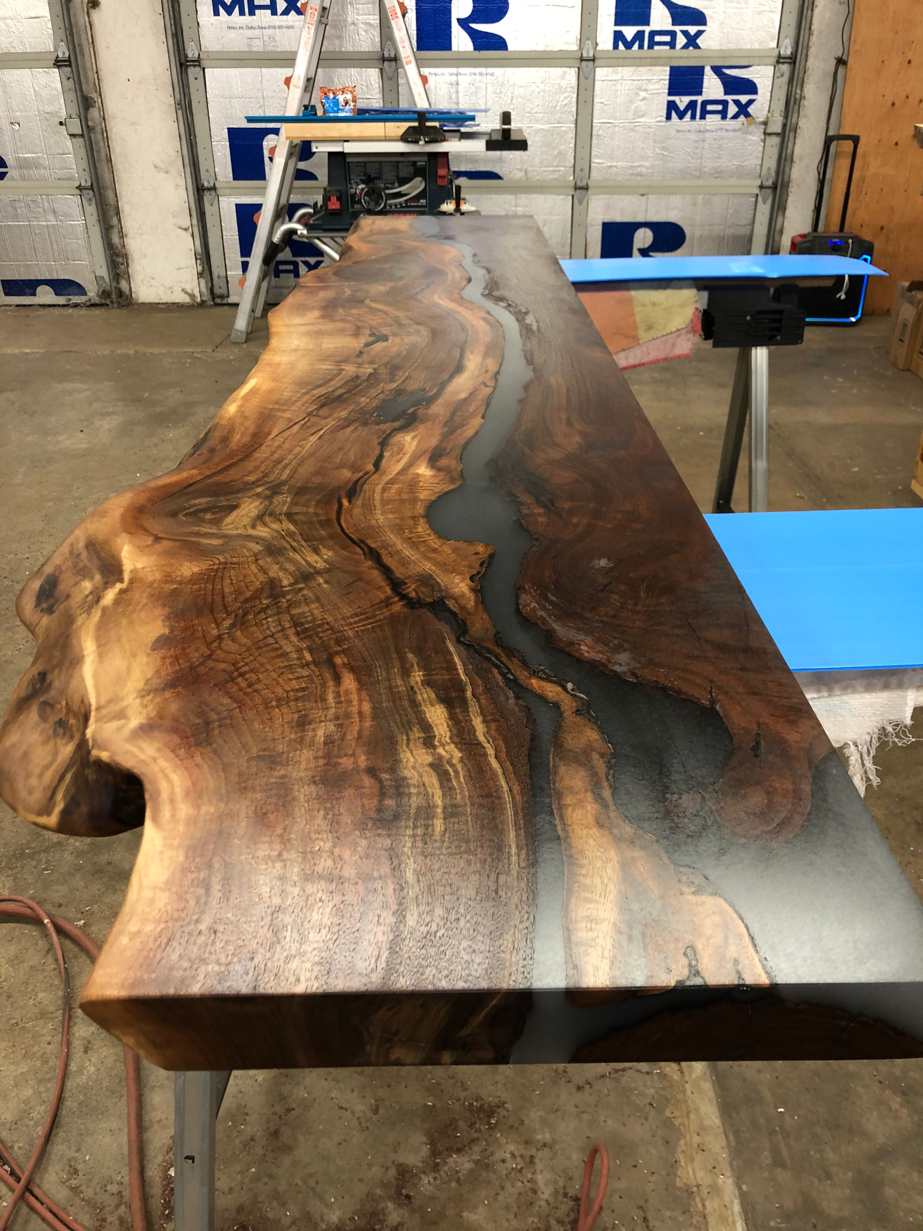 Live Edge Bartop with Smoke Grey Epoxy - Black Walnut